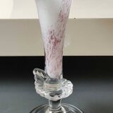 Peter Kaspar Soliflore Vase/Floral design, collared neck. Blown art glass, speckled purple. Shell inclusion. Dim 26.5 x 13 cm