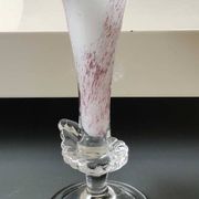 Peter Kaspar Soliflore Vase/Floral design, collared neck. Blown art glass, speckled purple. Shell inclusion. Dim 26.5 x 13 cm