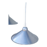 Pair of brushed aluminum pendant lights