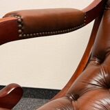 Fauteuil à bascule Chesterfield en cuir marron