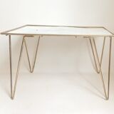 Coffee table gilded metal and white rigidule top 50