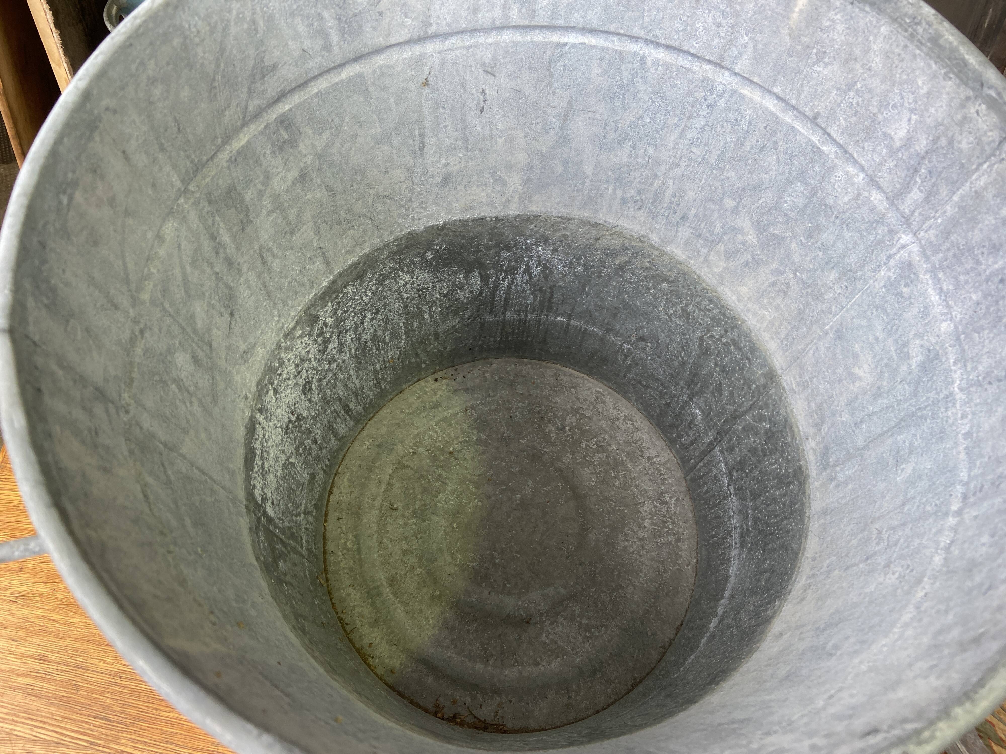 Pair of vintage galvanized zinc washing basins