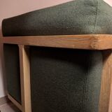 Two-seater canapé in solid oak and patterned fabric - Cobbelwood model