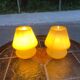 Pair of vintage yellow glass mushroom lamps SCE France