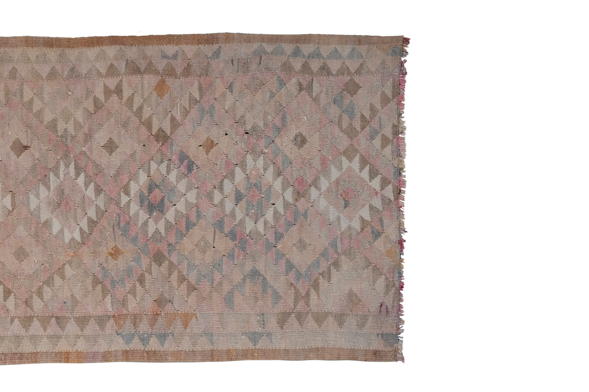 1970s Vintage Turkish Oushak Tribal Flat Woven Kilim Rug Runner 100 x 303 cm