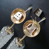 gold metal and glass sconces 1950