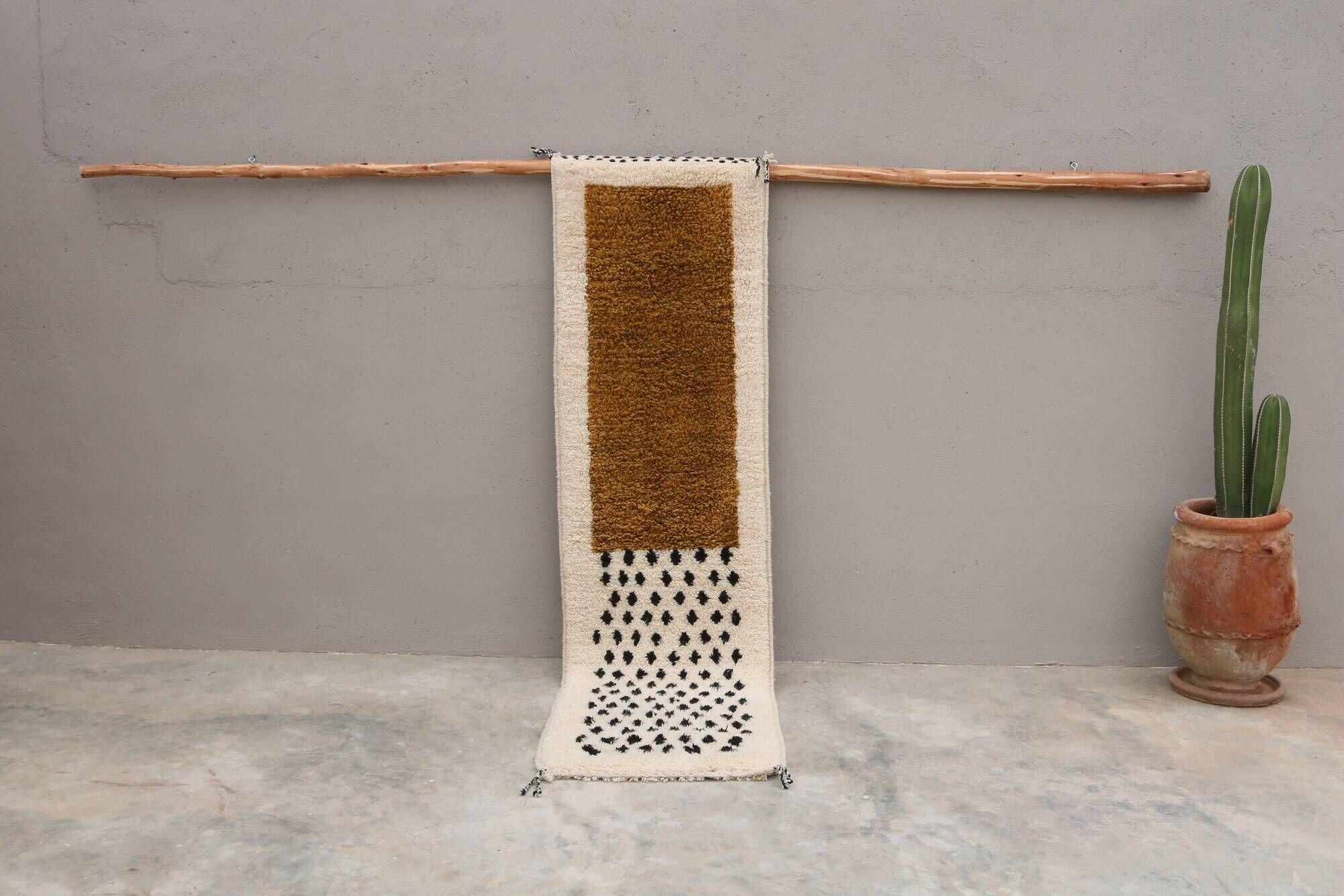 Handwoven coloured wool rug, 265 x 70 cm - R319