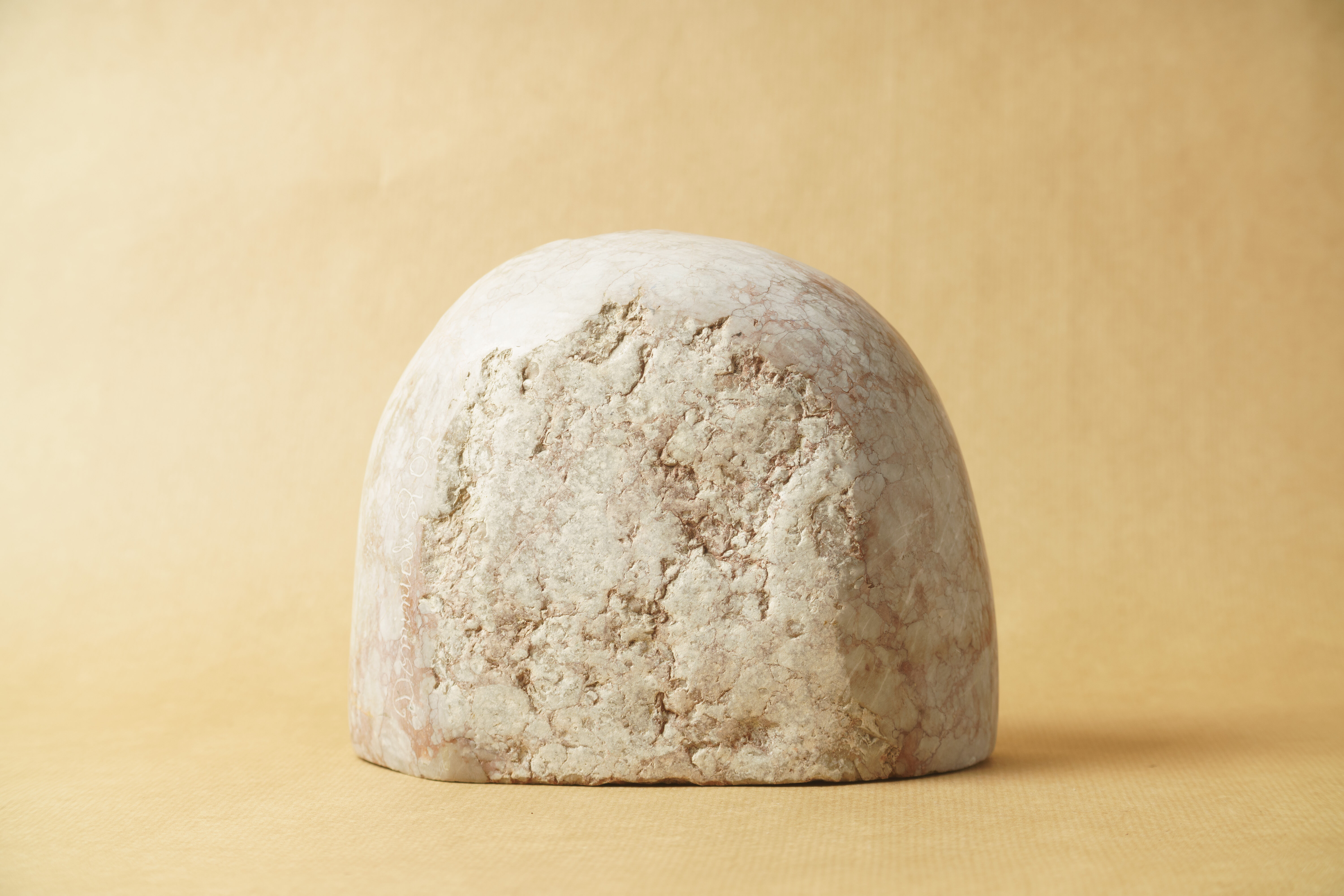 Abstract sculpture stone pink marble contemporary signed