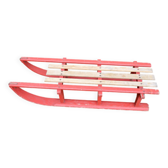 Vintage two-seater sled oak wood 1930's 106 cm