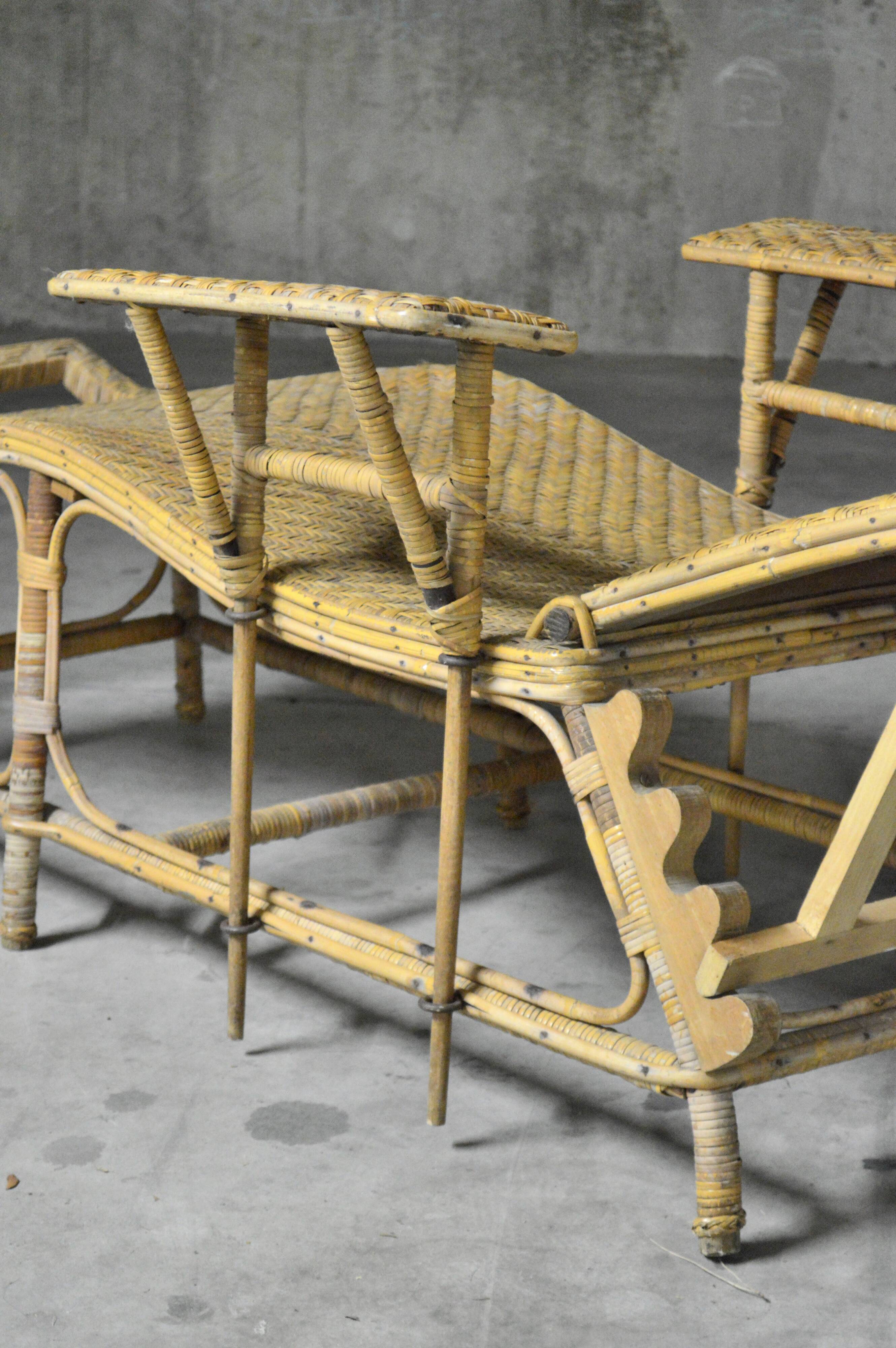 1960s rattan lounger