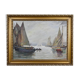 Painting "Sailboats on Calm Sea", oil on canvas, signed C. Bustad – 1928
