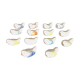 14 vintage porcelain bird knife holders