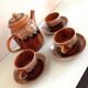 Hawaiian decor coffee service from the Sarreguemines faience factories / vintage 60s-70s