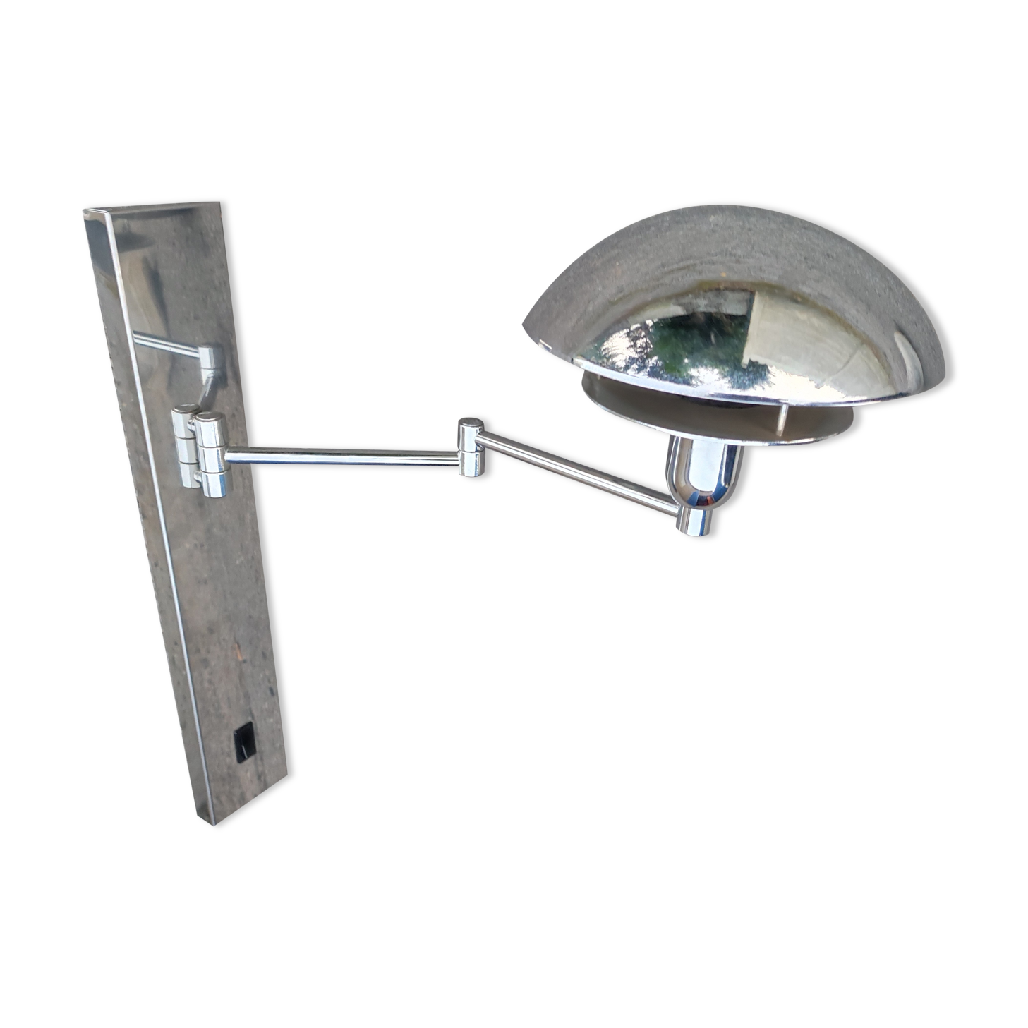 Wall lamp chromed metal 2 articulated arms