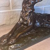 Large ancient sculpture – Reclining Greyhound after P.J. Mêne – edition