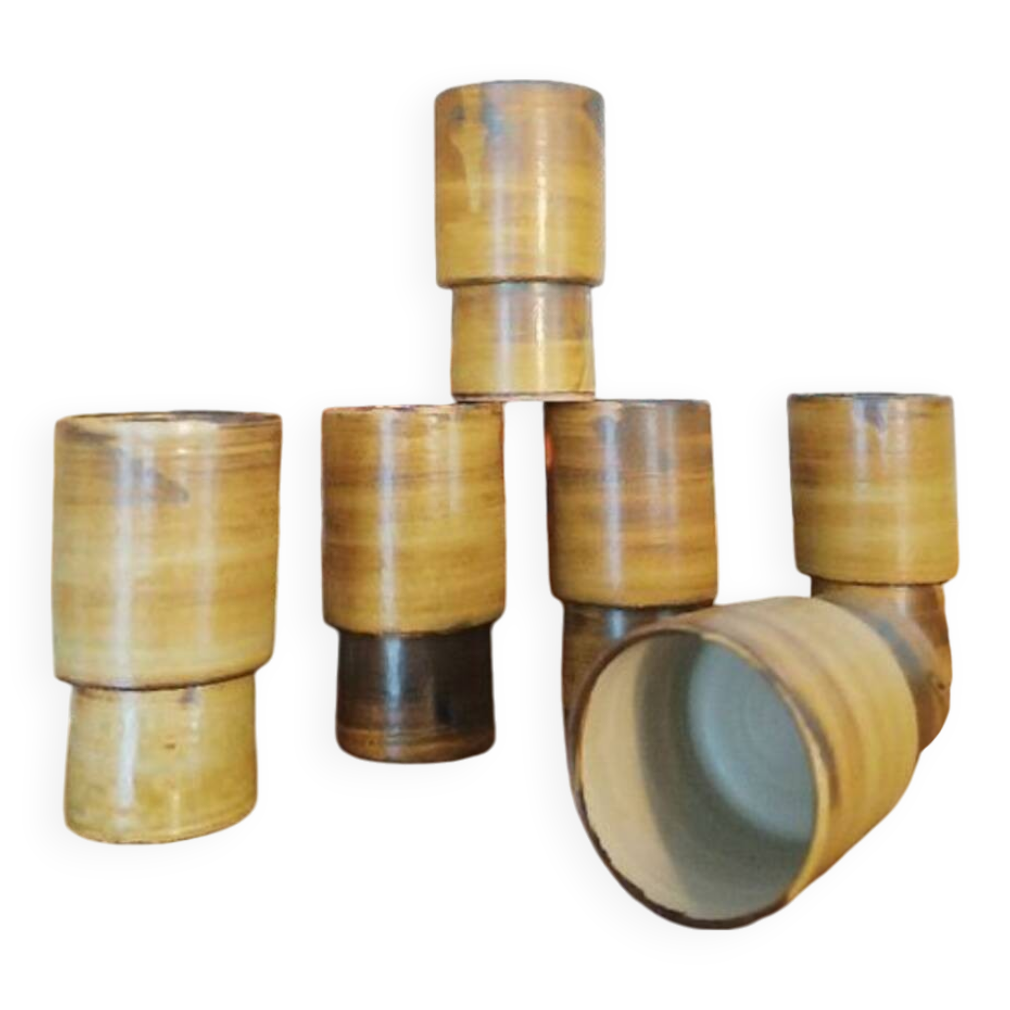 6 vintage stoneware mazagrans