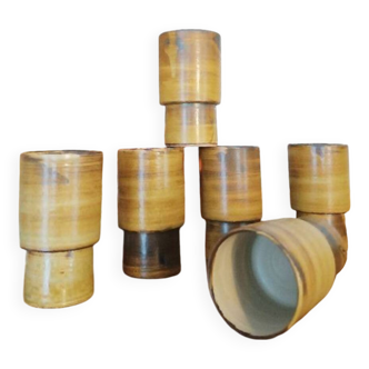 6 vintage stoneware mazagrans