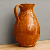 Signed glazed terracotta pitcher