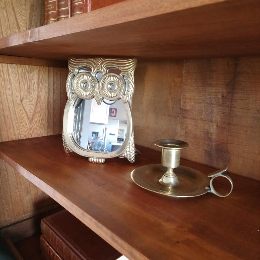Owl mirror in brass