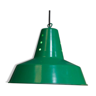 Lampe industrielle hangar abat jour en aluminium vert