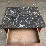 Louis Philippe mahogany bedside table from the 19th century with gray marble