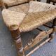 Set of 5 or 4 chic rustic traditional dining chairs with rush seats.