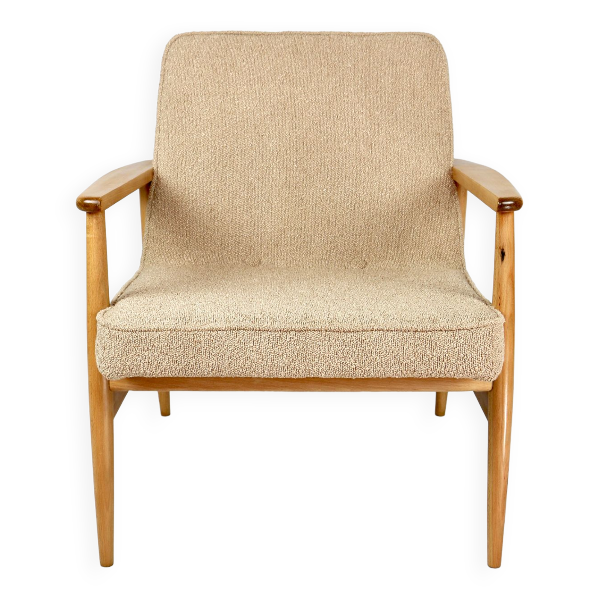Beige boucle gfm63 lounge chair by J. Kedziorek, 1970s