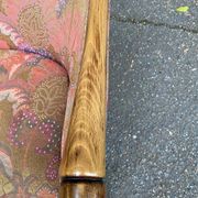 Solid wood and fabric club chair with footrest