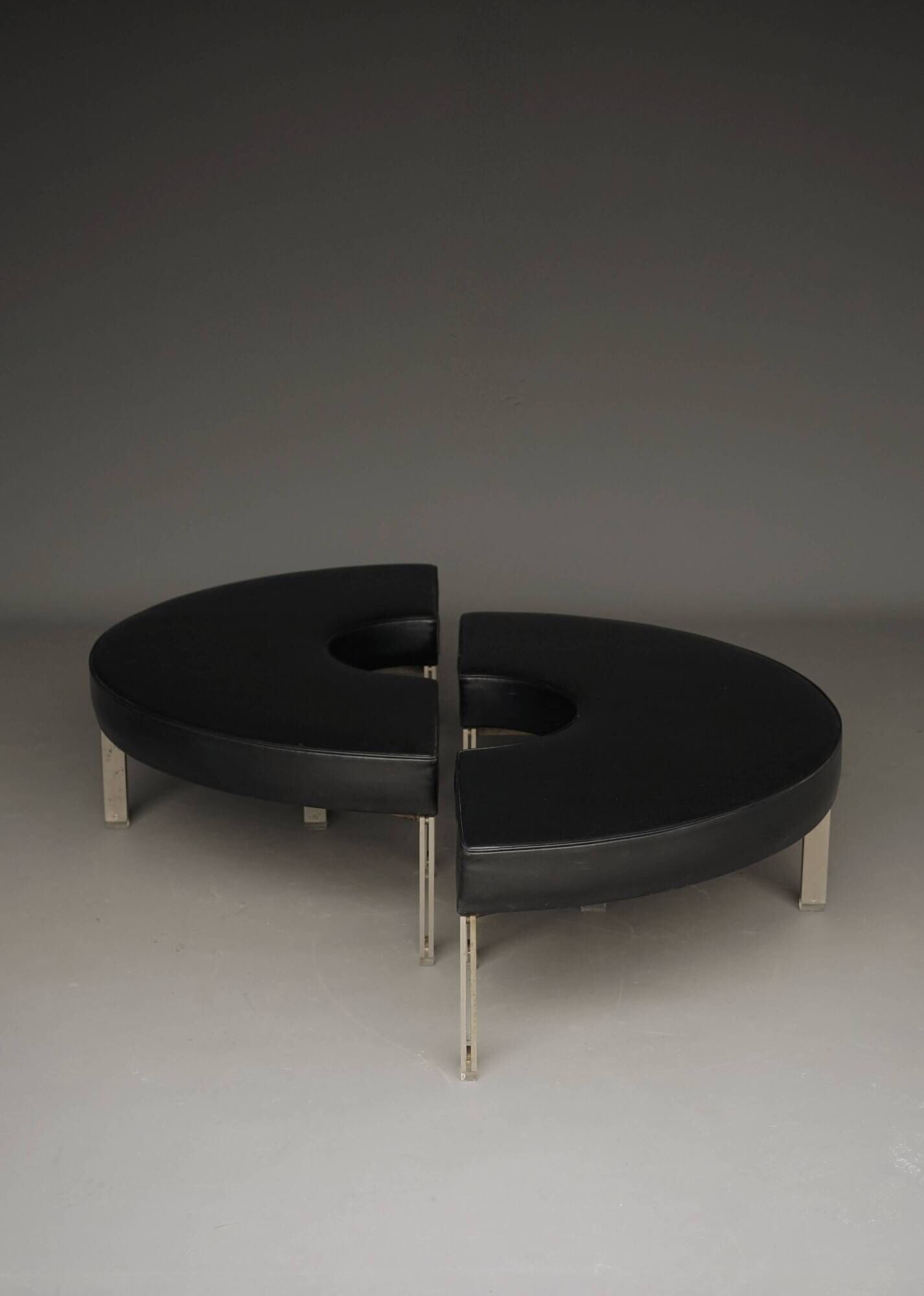Vintage mid-century Round Benches. 1960s. Set of 2