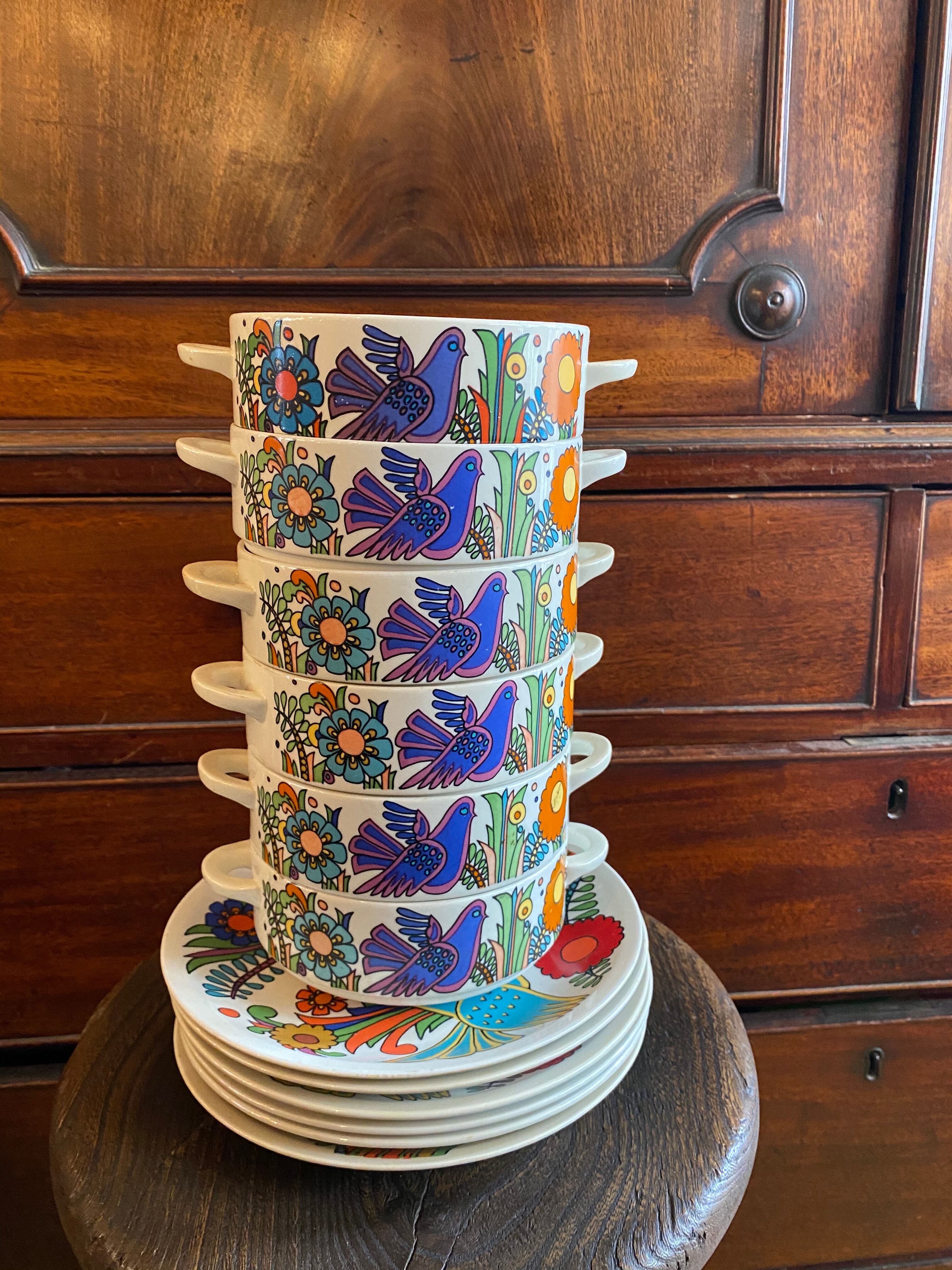Set of 6 soup cup and sauser by Villeroy and Boch “Acapulco“