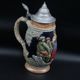 West Germany beer stein mug with lid vintage marzi remy, middle century modern mcm drinkware