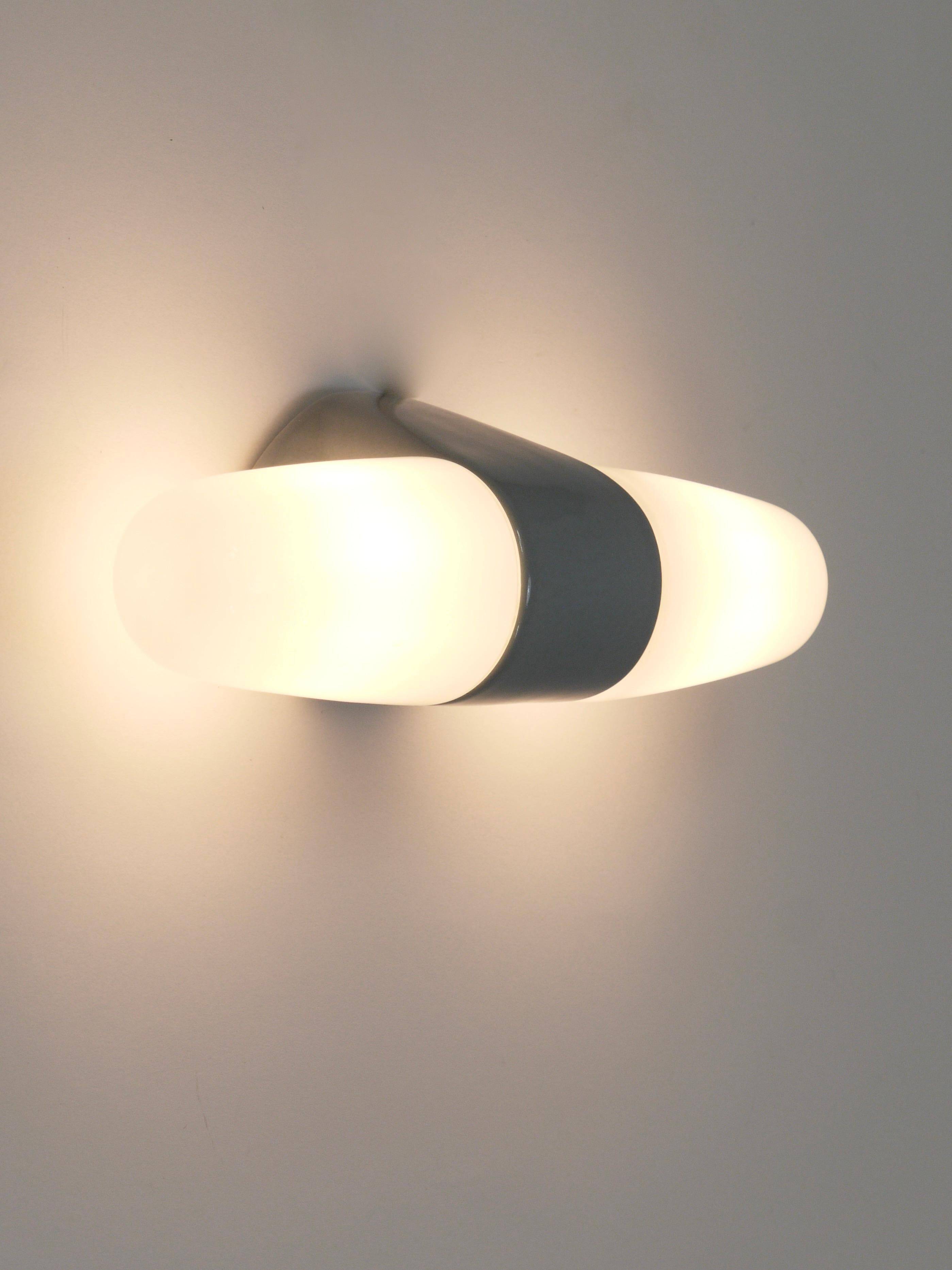 Double Bauhaus Wall Light Grey Wilhelm Wagenfeld by Linder Germany, 1950