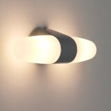 Double Bauhaus Wall Light Grey Wilhelm Wagenfeld by Linder Germany, 1950