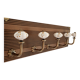 Wall coat rack 50 cm – 5 metal and ceramic hooks – Stained wood