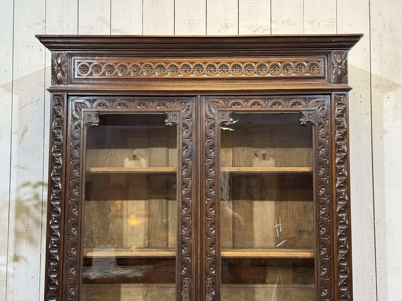 Breton library from the early 20th century in chestnut wood