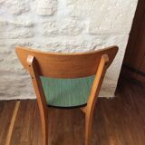 Set of 6 chairs in wood and green leatherette, 1960's