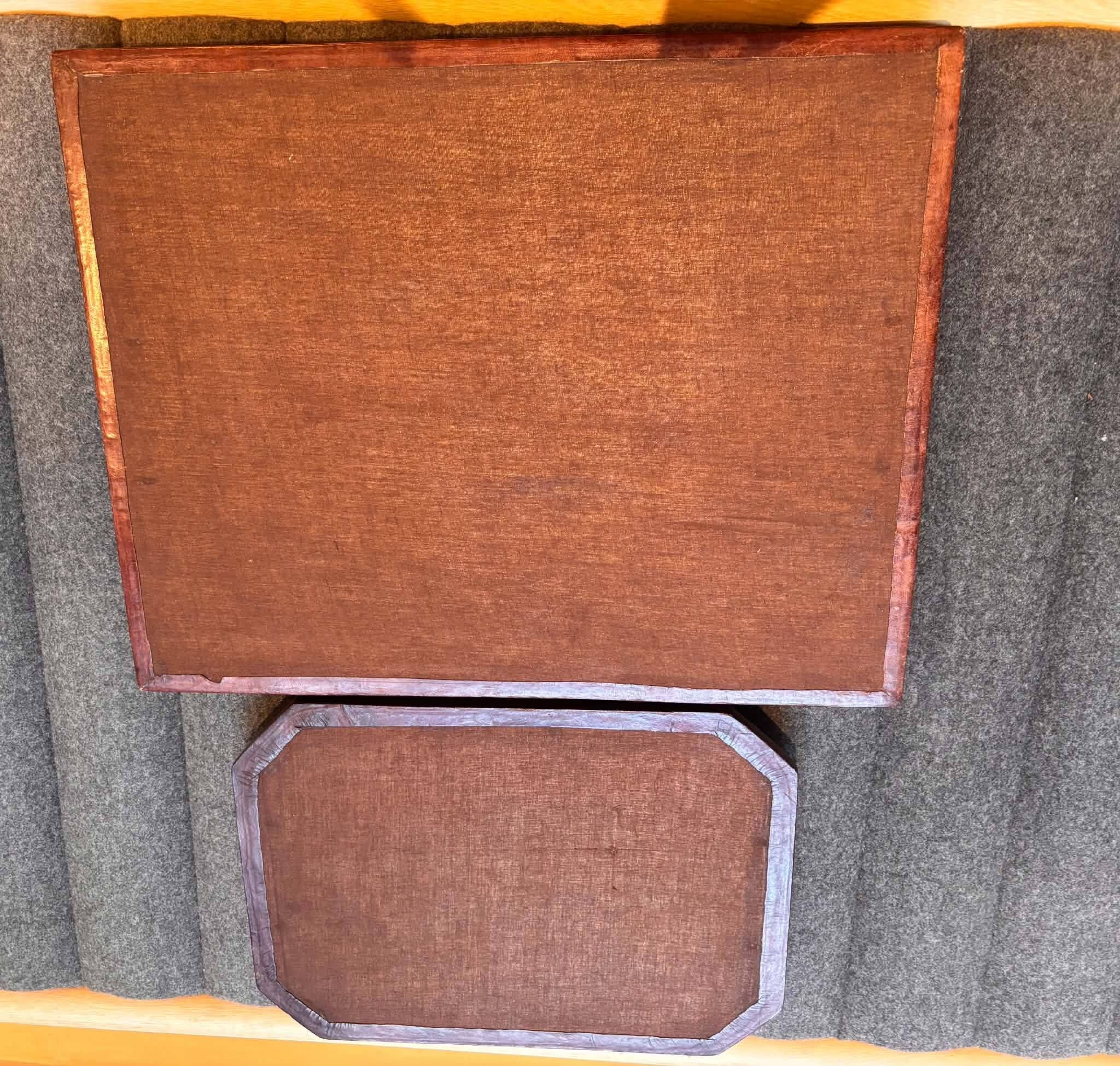 Lot of 2 leather trays