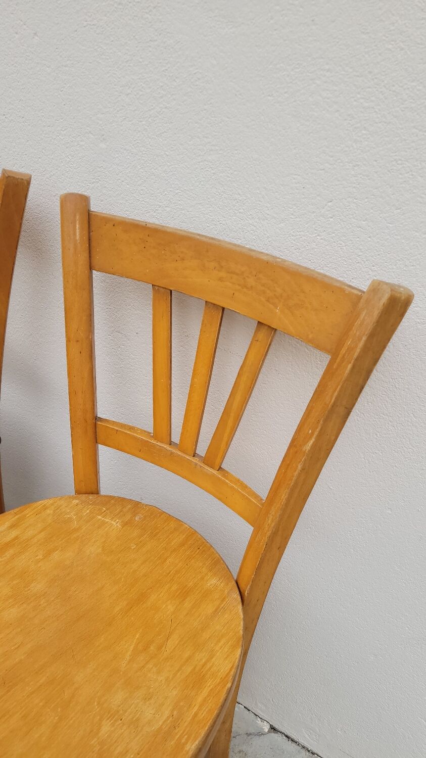 Series of 4 chairs of bistrot restaurant old 1950