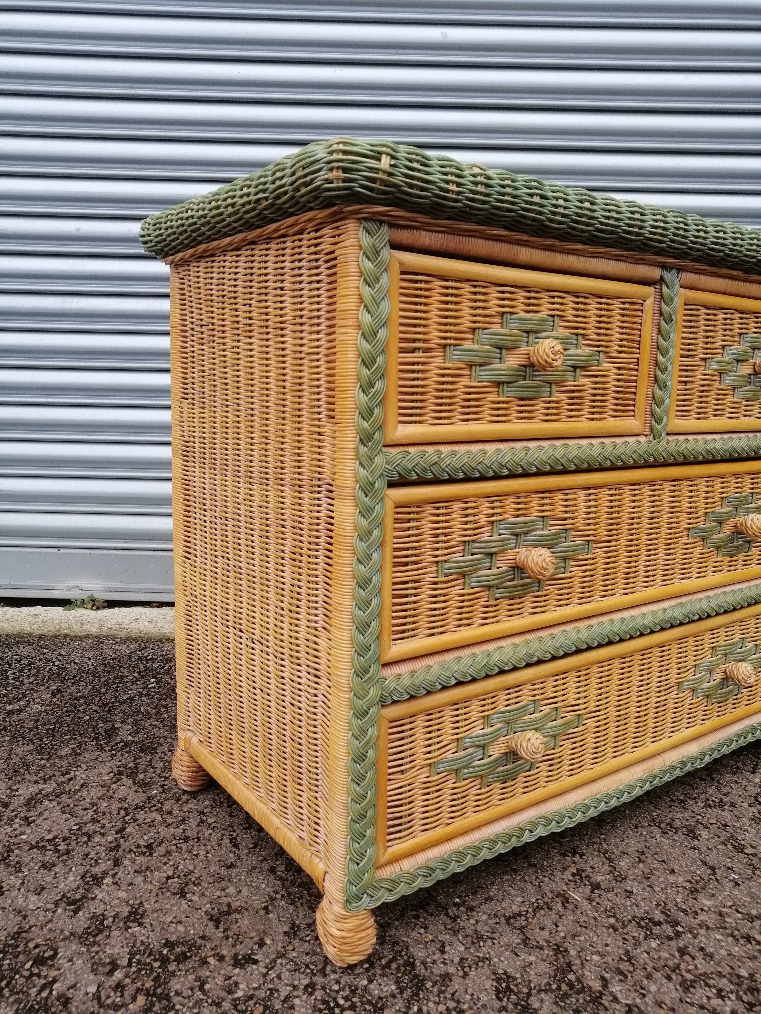 Vintage rattan chest of drawers