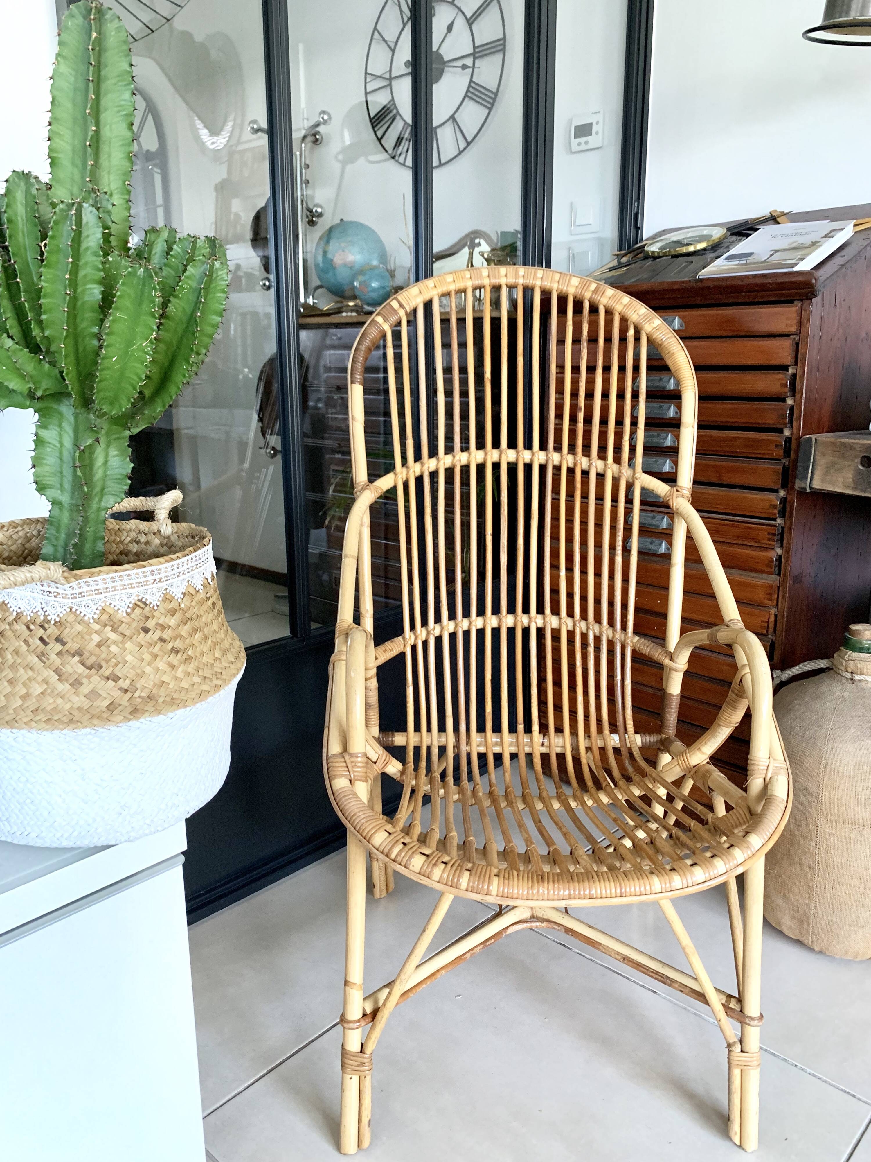 Old vintage rattan chair