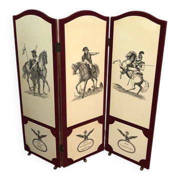 Napoleonic Screen, in the Fornasetti Style, Printed Red Velvet, Work
