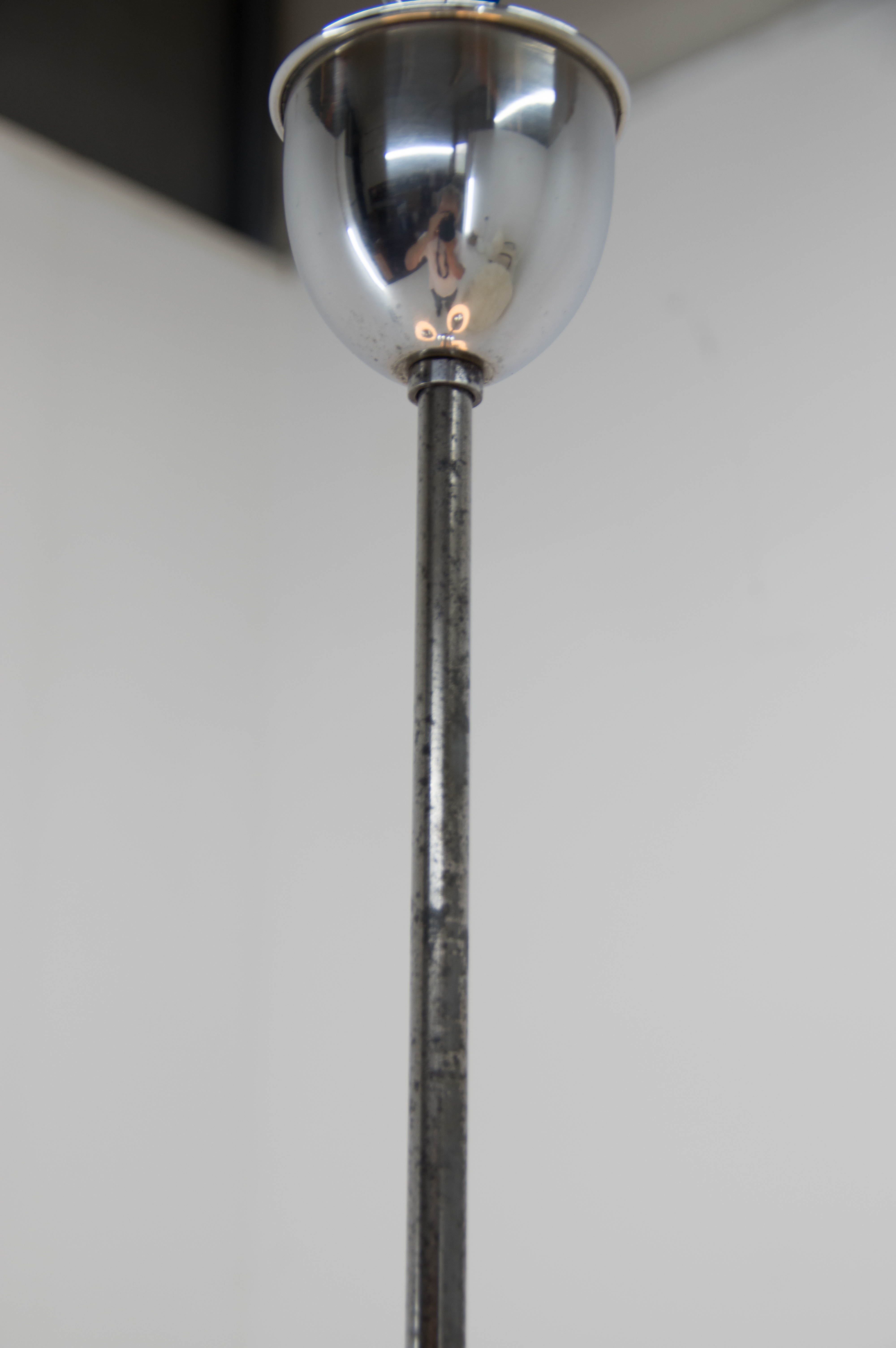 Lustre art déco en chrome et verre, années 1930