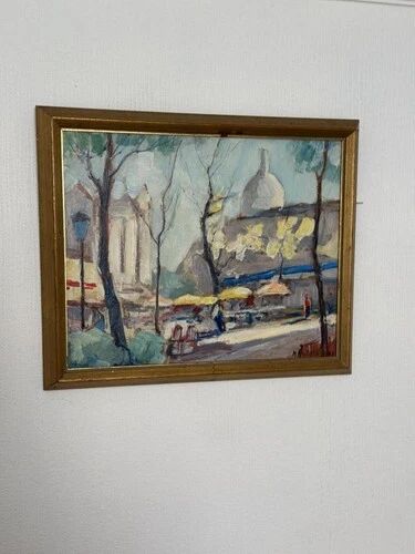 Swedish Oil on Panel "Lakerstationen” by L. Knut Norman Vintage & Framed 46×38cm