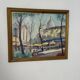 Swedish Oil on Panel "Lakerstationen” by L. Knut Norman Vintage & Framed 46×38cm