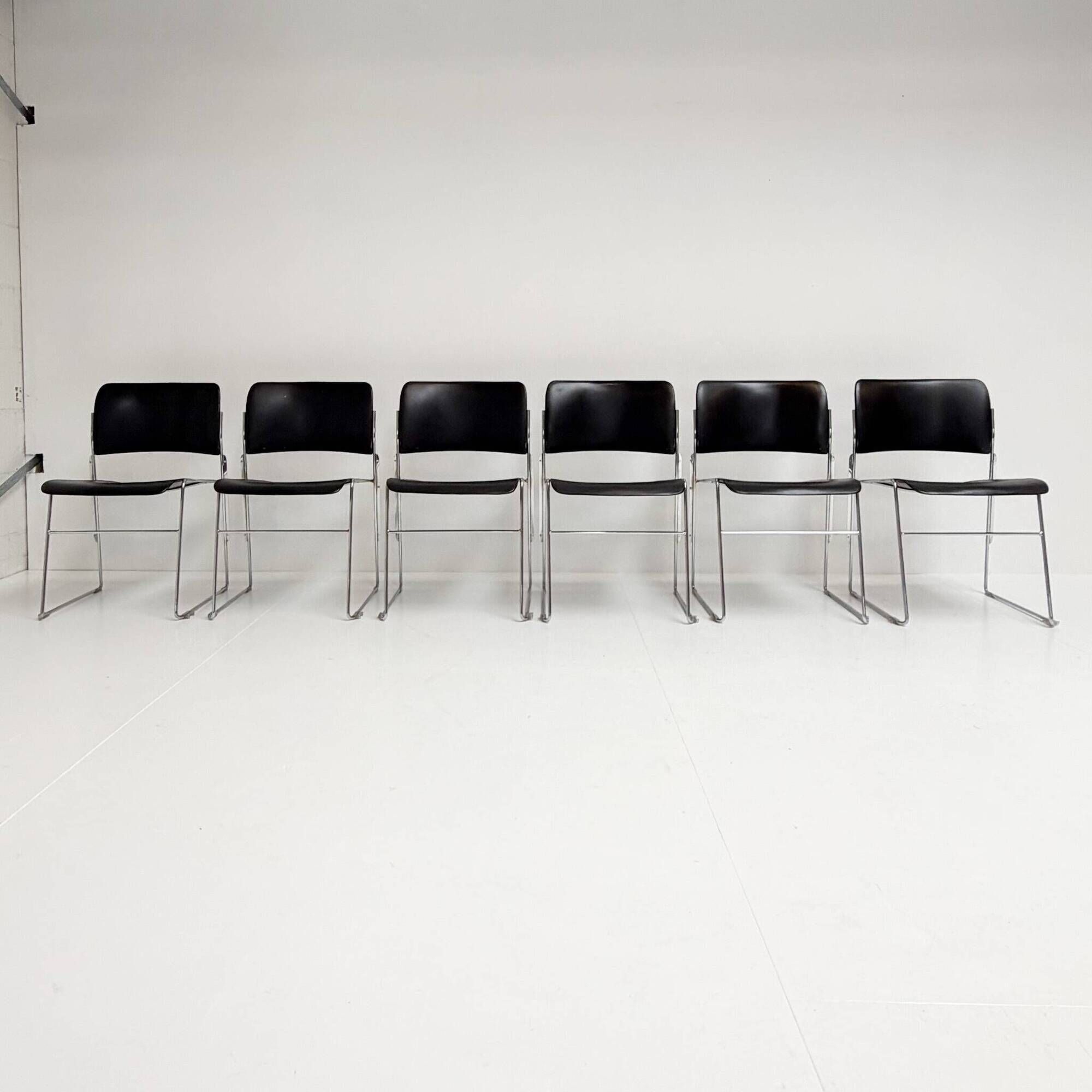 Set of 6 stacking chairs by David Rowland for HOWE, 1968