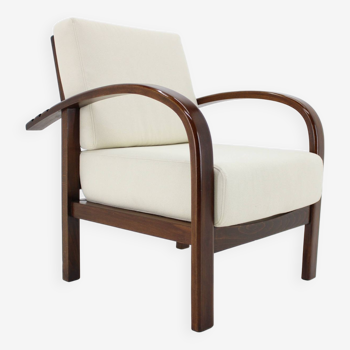 1930s Restored Art Deco Adjustable Armchair by Fishel ,Czechoslovakia