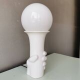 Vintage ceramic lamp with glass ball, 80s