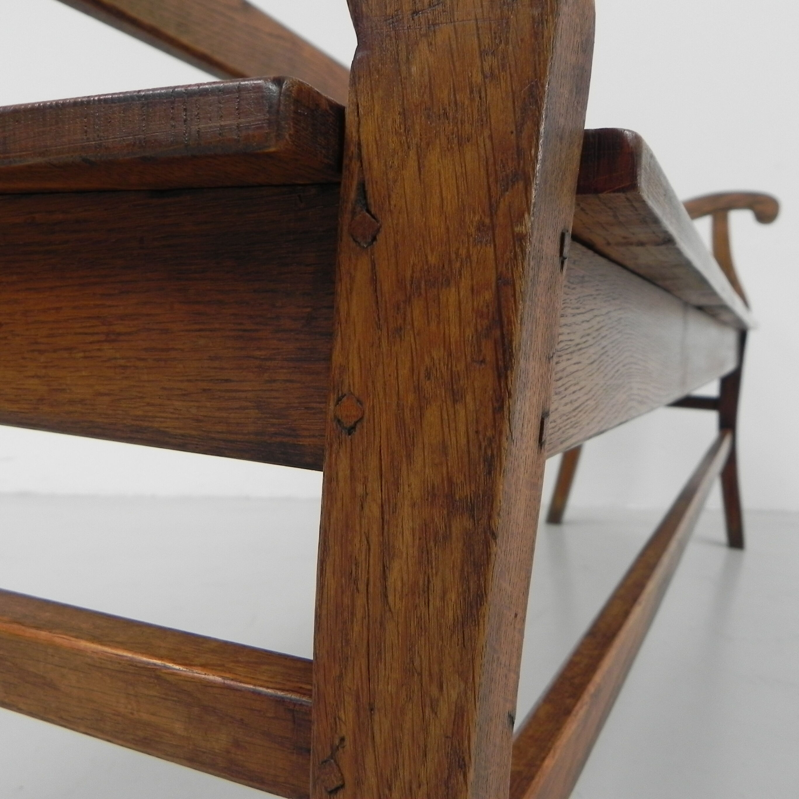Oak cafe sofa with armrests 160 cm long