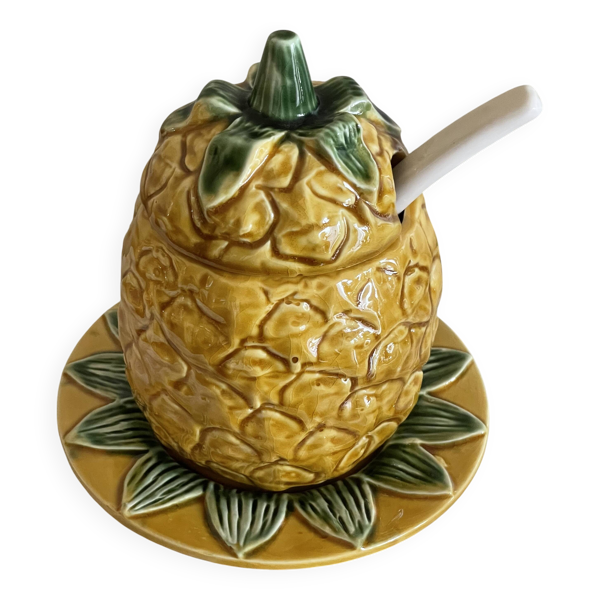 Confiturier, sucrier ananas en barbotine