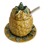 Jam pot, pineapple sugar bowl in slip
